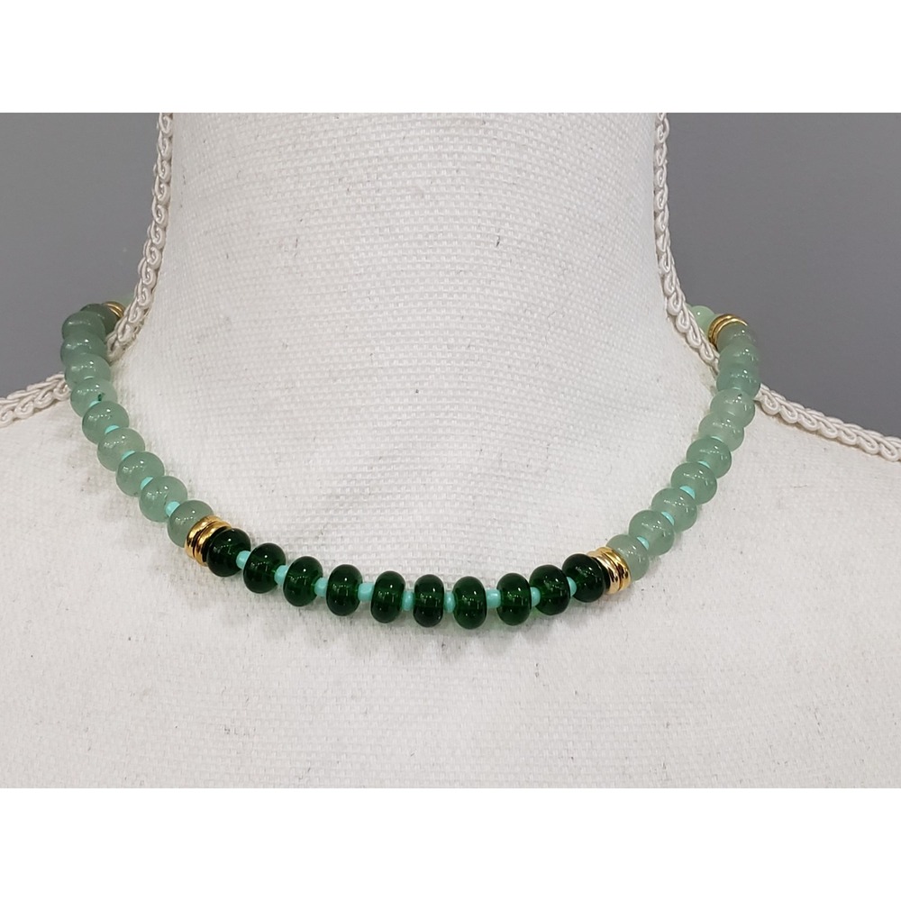 Mayamar Real Jade Bead Necklace Stone Ombre Stacker Layering Egyptian Revival